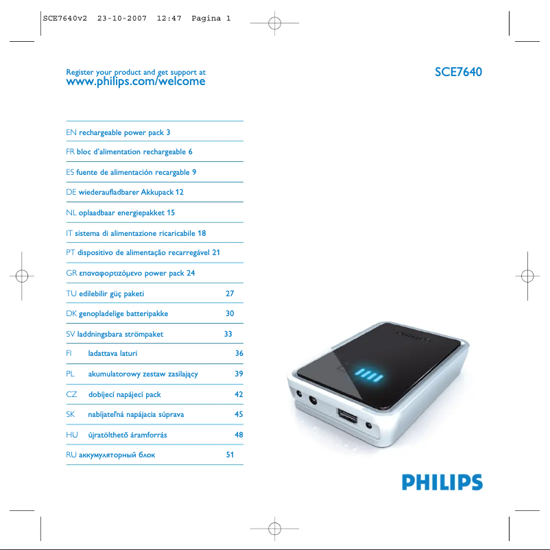 Page 1 de la notice Mode d'emploi Philips Power2Go SCE7640