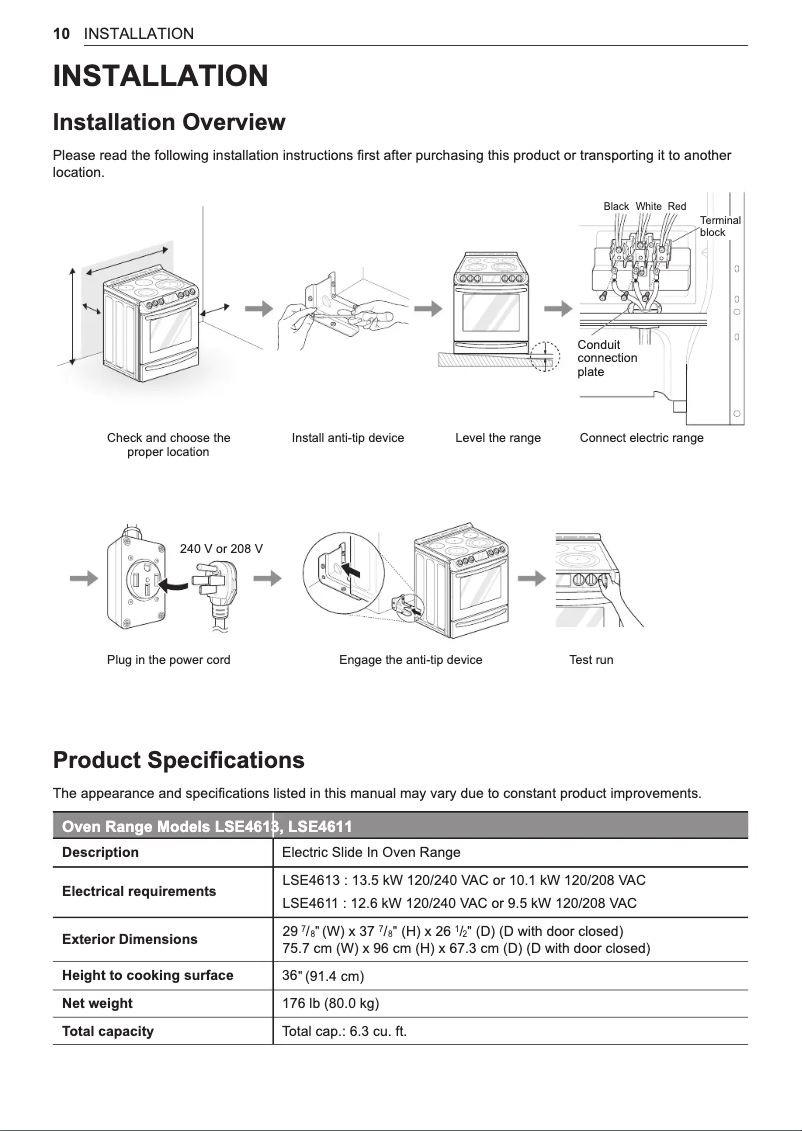 Page 1 de la notice Guide d'installation LG LSE4611ST