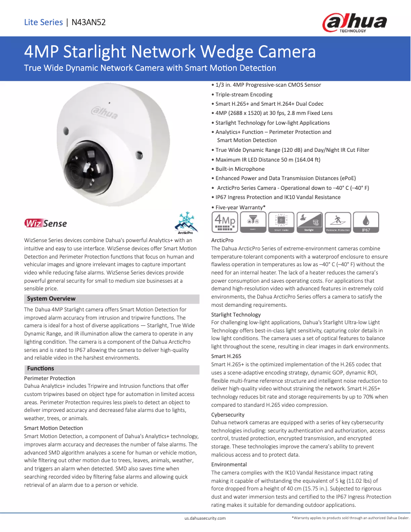 Page n°1 - Fiche technique Dahua Technology N43AN52
