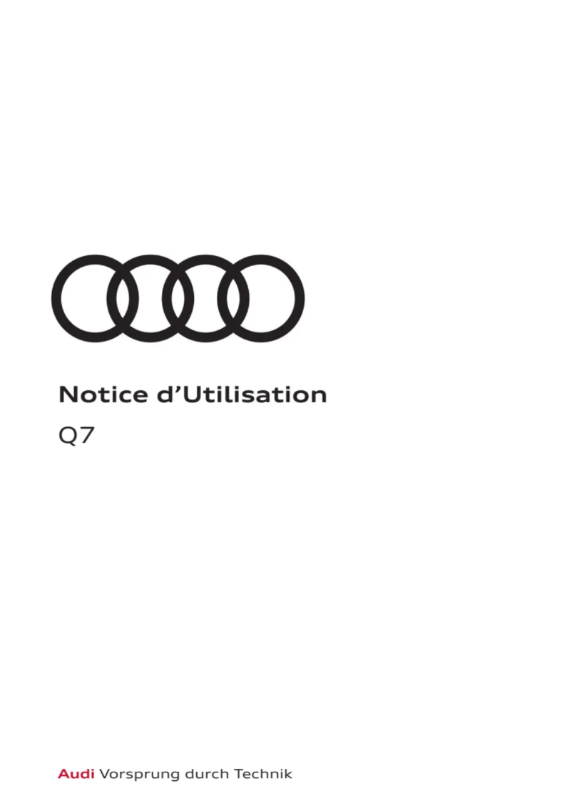 Page 1 de la notice Manuel utilisateur Audi Q7 (2024)