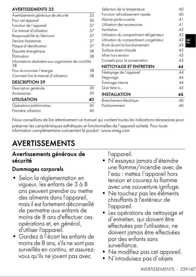 Image de la première page du manuel de l'appareil FAB28RPG5