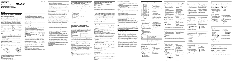 Page n°1 - Manuel utilisateur Sony RM-V302