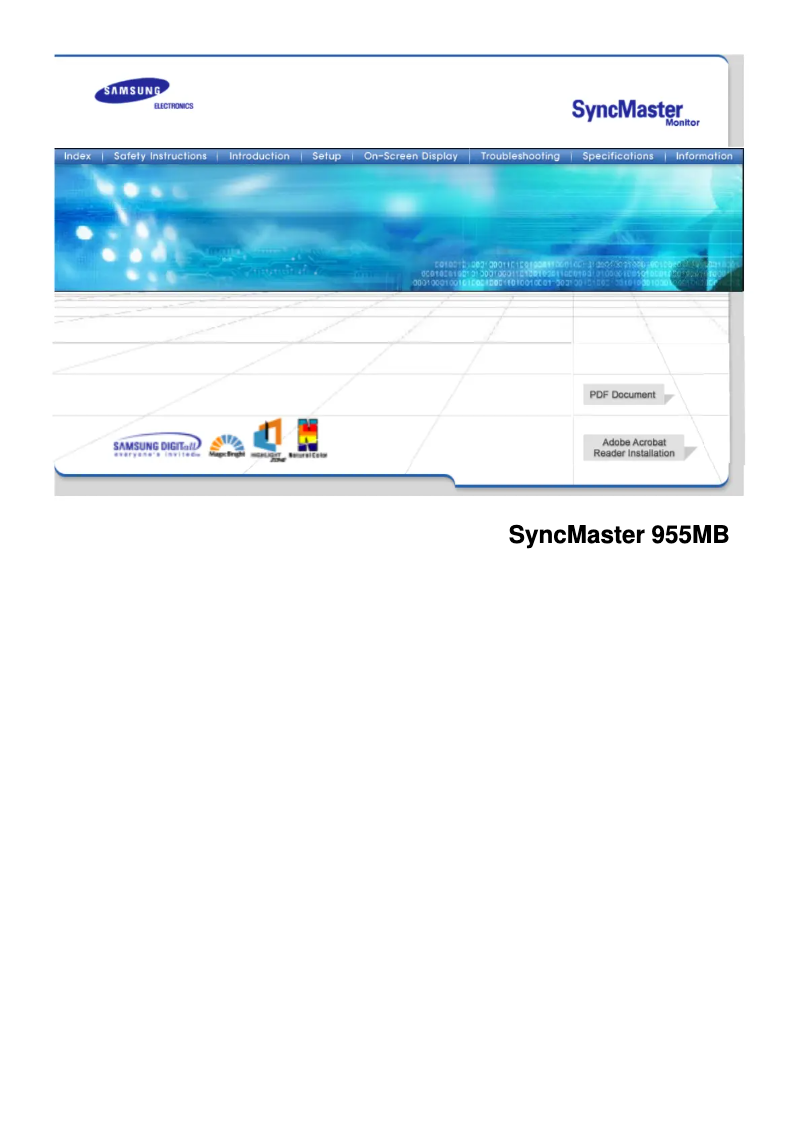 Page n°1 - Manuel utilisateur Samsung SyncMaster 955MB