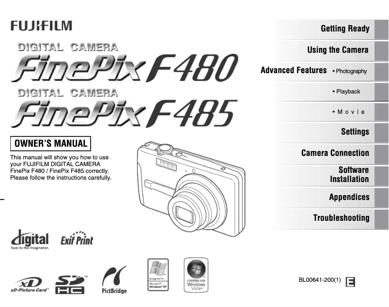 Page n°1 - Manuel utilisateur Fujifilm FinePix F485