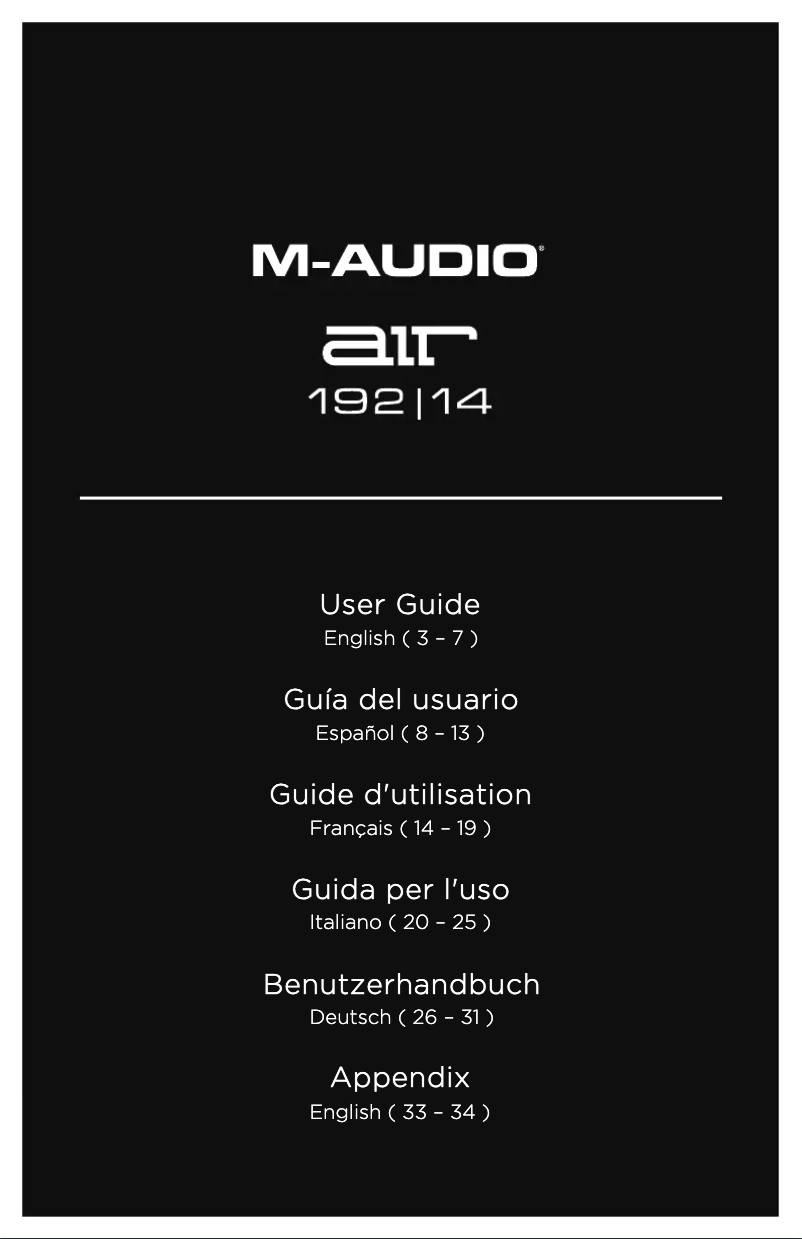 Page n°1 - Manuel utilisateur M-Audio AIR 192|14