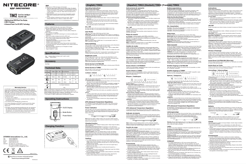 Page n°1 - Manuel utilisateur Nitecore TINI2