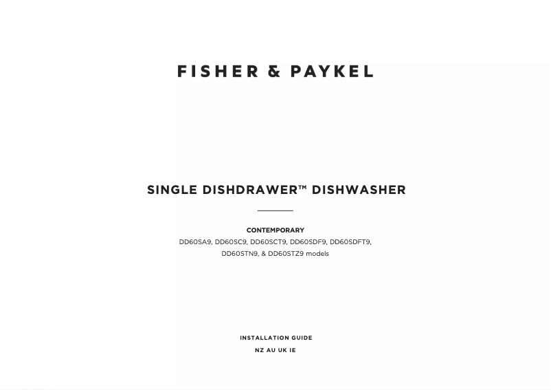 Page n°1 - Guide d'installation Fisher & Paykel DD60ST4HZB9