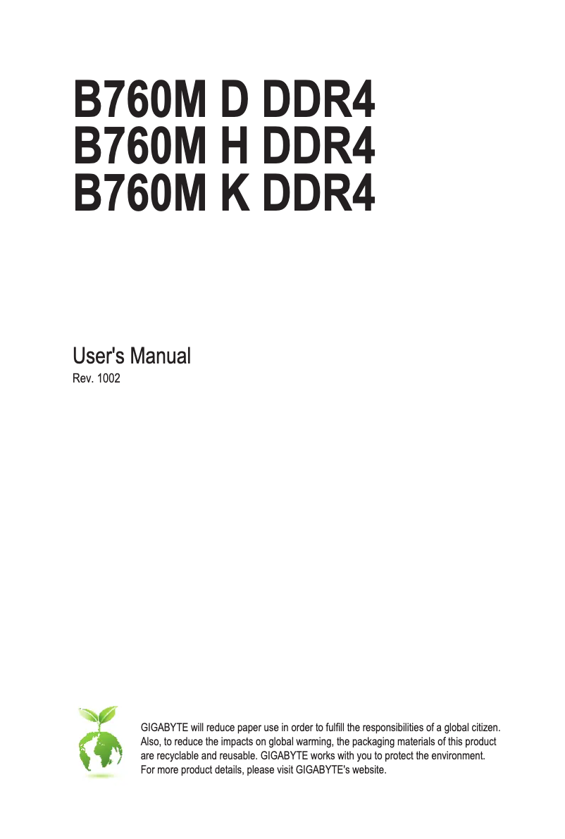 Page 1 de la notice Manuel utilisateur Gigabyte B760M K DDR4