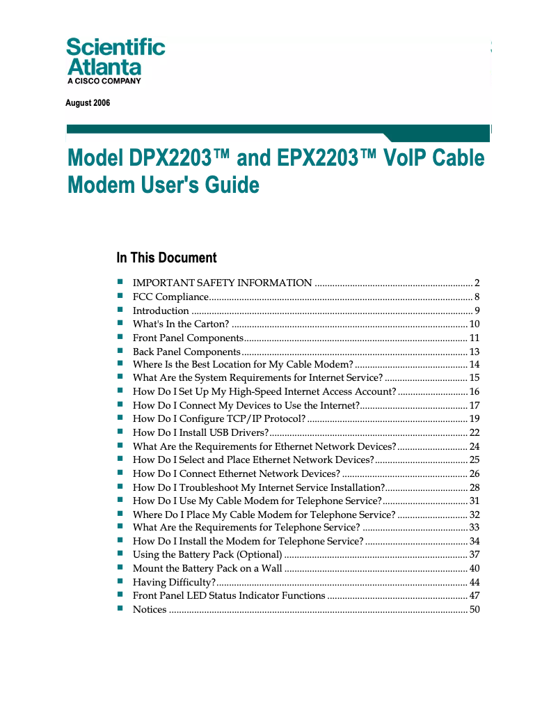 Page n°1 - Manuel utilisateur Cisco DPX2203
