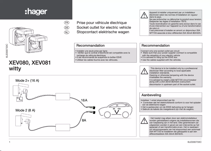 Page n°1 - Manuel utilisateur Hager XEV080
