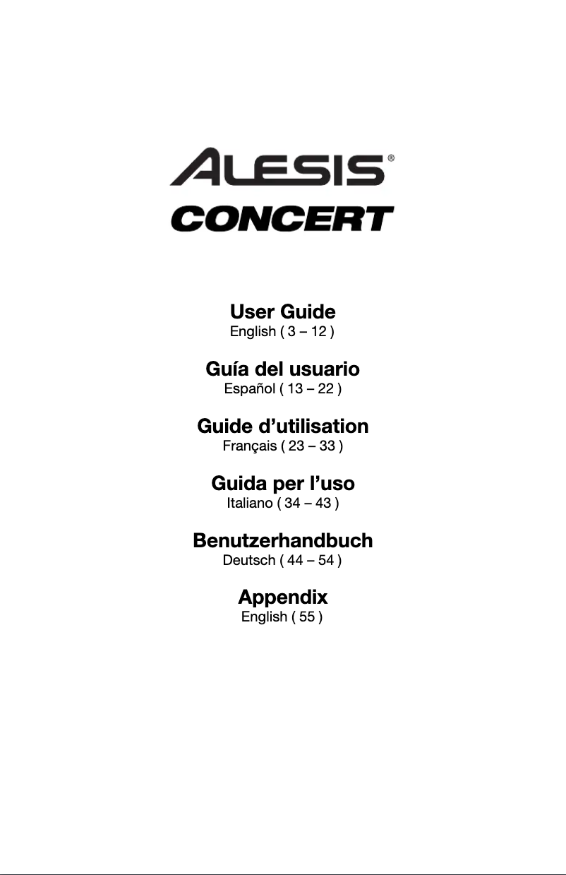 Page 1 de la notice Manuel utilisateur Alesis Concert