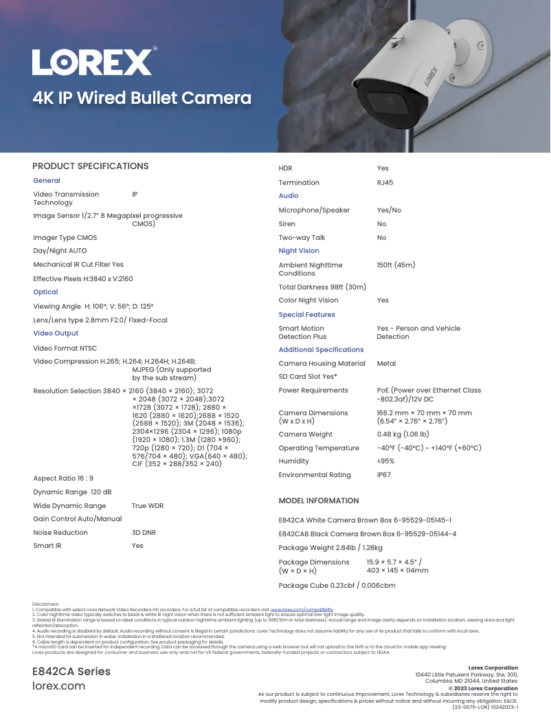 Image de la première page du manuel de l'appareil E842CAWP