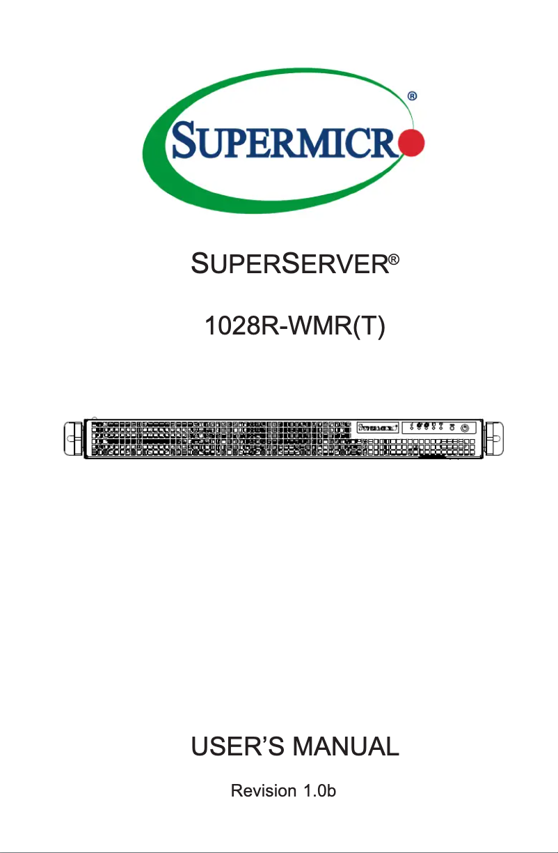 Image de la première page du manuel de l'appareil SuperServer 1028R-WMRT