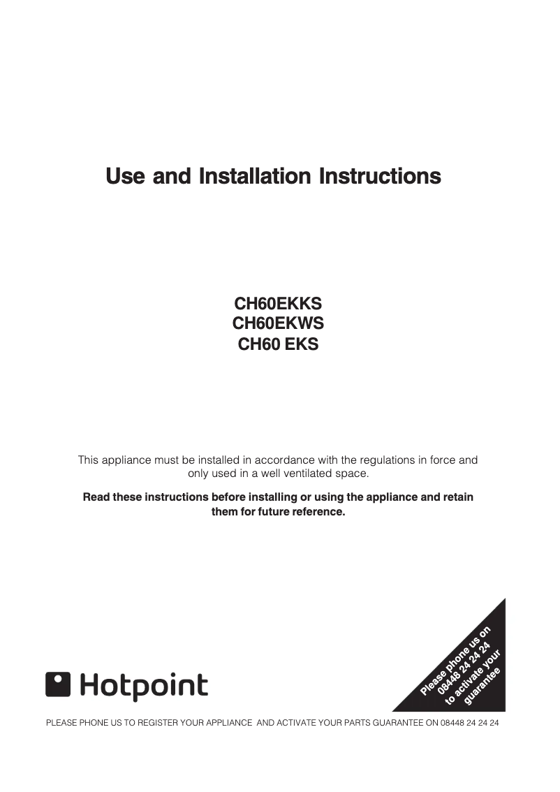 Page n°1 - Manuel utilisateur Hotpoint CH60EKKS