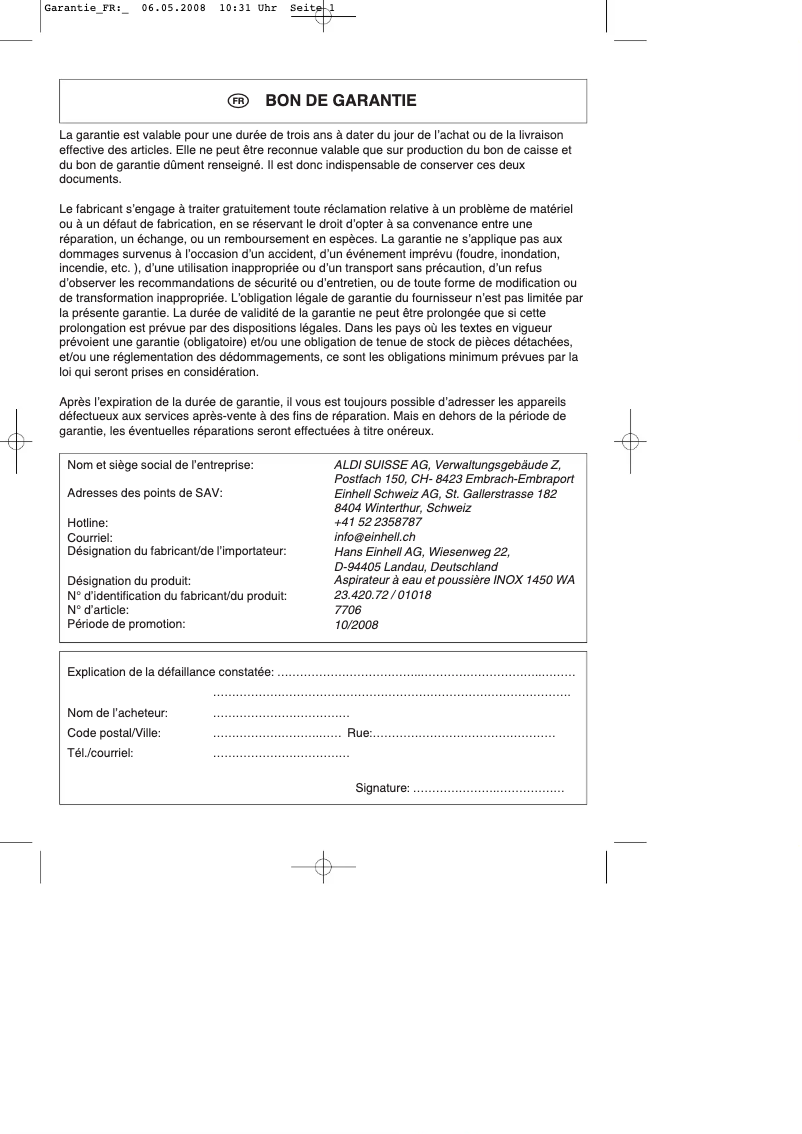 Page n°1 - Manuel utilisateur King Craft INOX 1450 WA