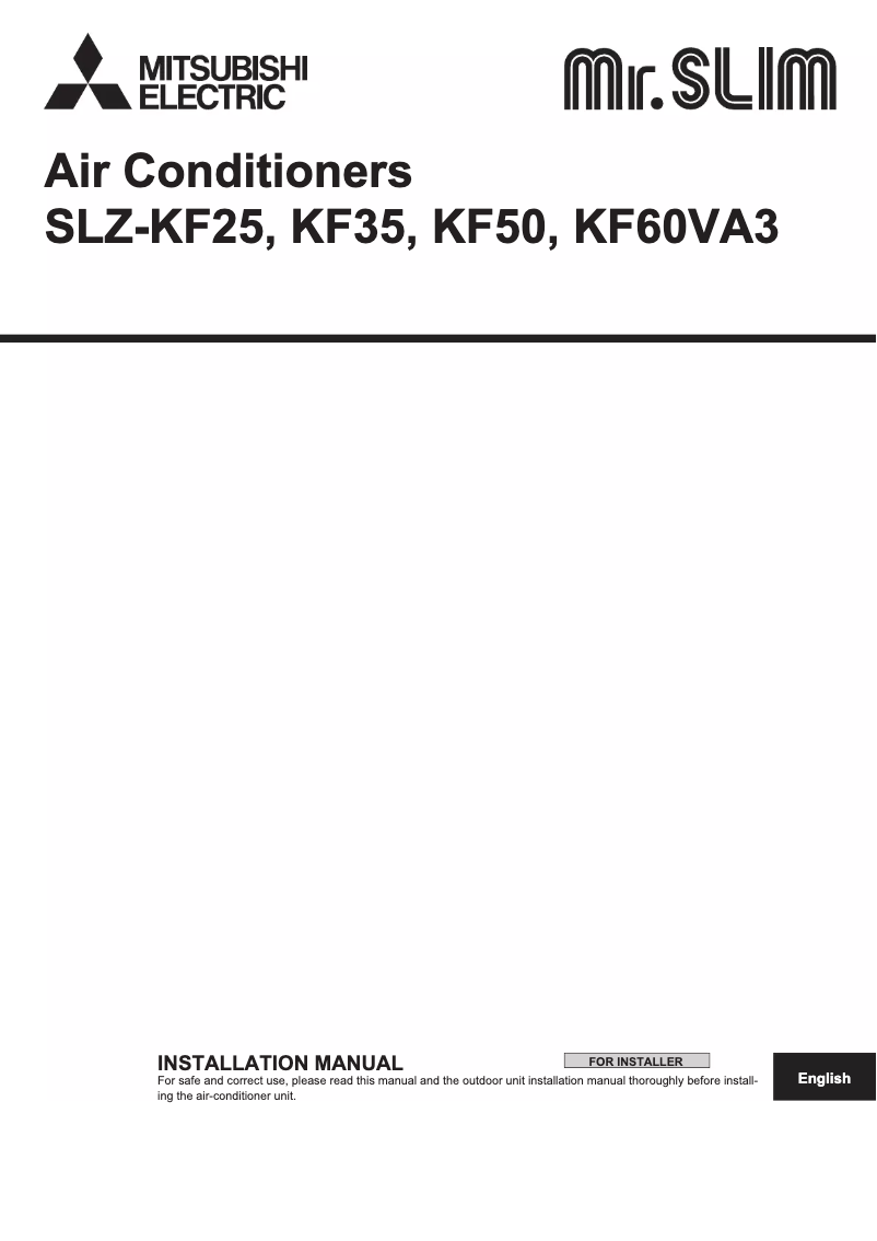 Image de la première page du manuel de l'appareil SLZ-KF25VAD