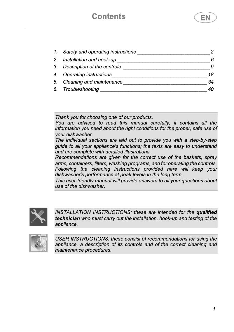 Page n°1 - Manuel utilisateur Smeg DWIFABP2