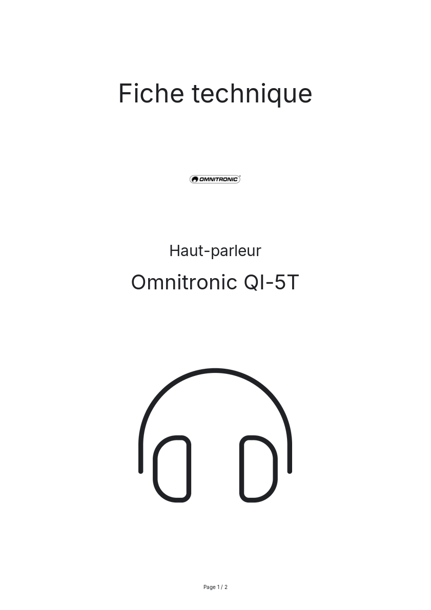 Page n°1 - Fiche technique Omnitronic QI-5T