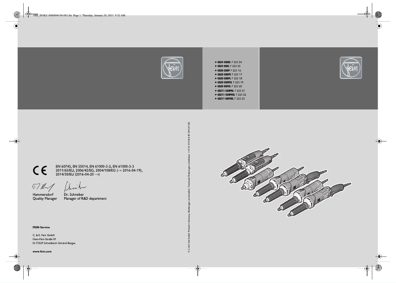 Page 1 de la notice Manuel utilisateur Fein GSZ 8-280 PEL