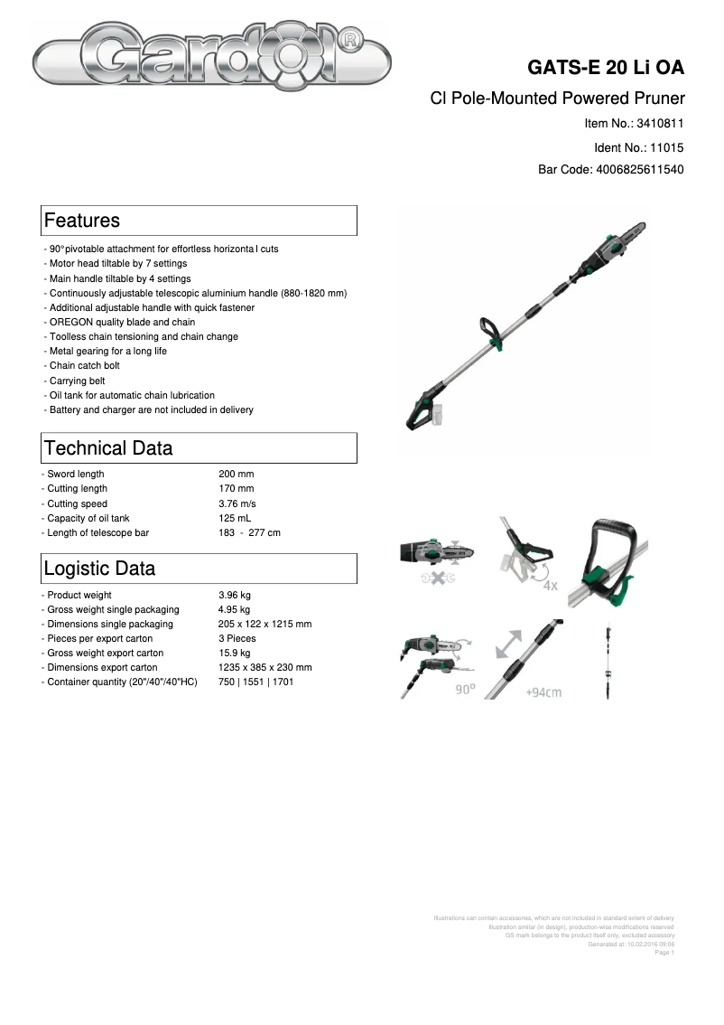Image de la première page du manuel de l'appareil GATS-E 20 Li