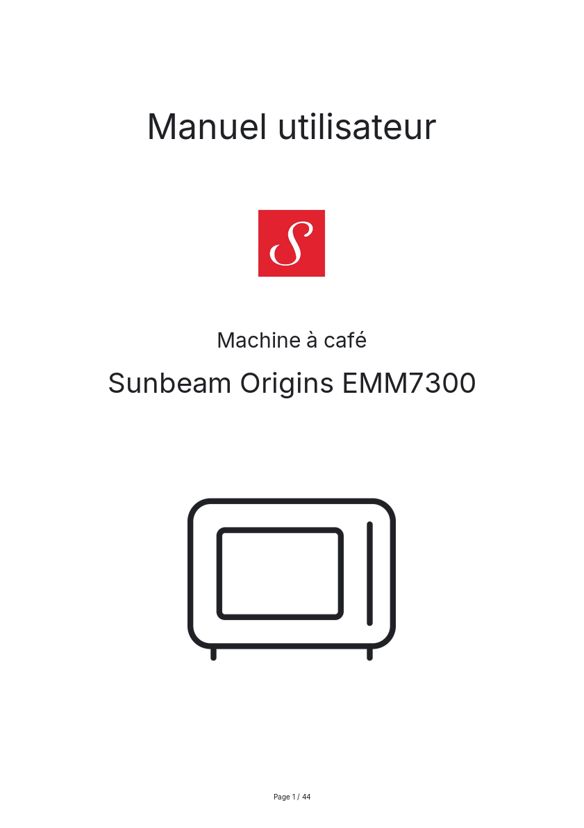 Image de la première page du manuel de l'appareil Origins EMM7300