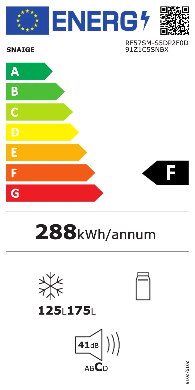 Page n°1 - Label énergétique Snaigė Fresh INN RF57SM-S5DP2F0