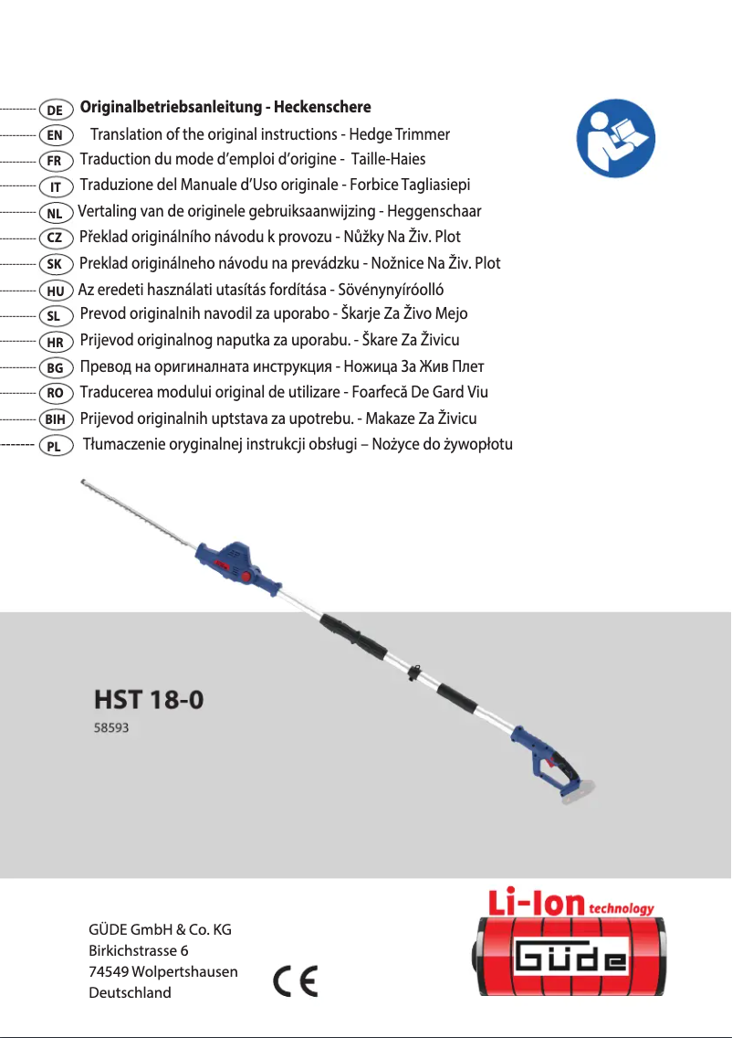 Page n°1 - Manuel utilisateur Güde HST 18-0