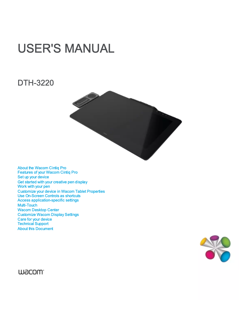 Page 1 de la notice Manuel utilisateur Wacom Cintiq Pro 32 Pen & Touch