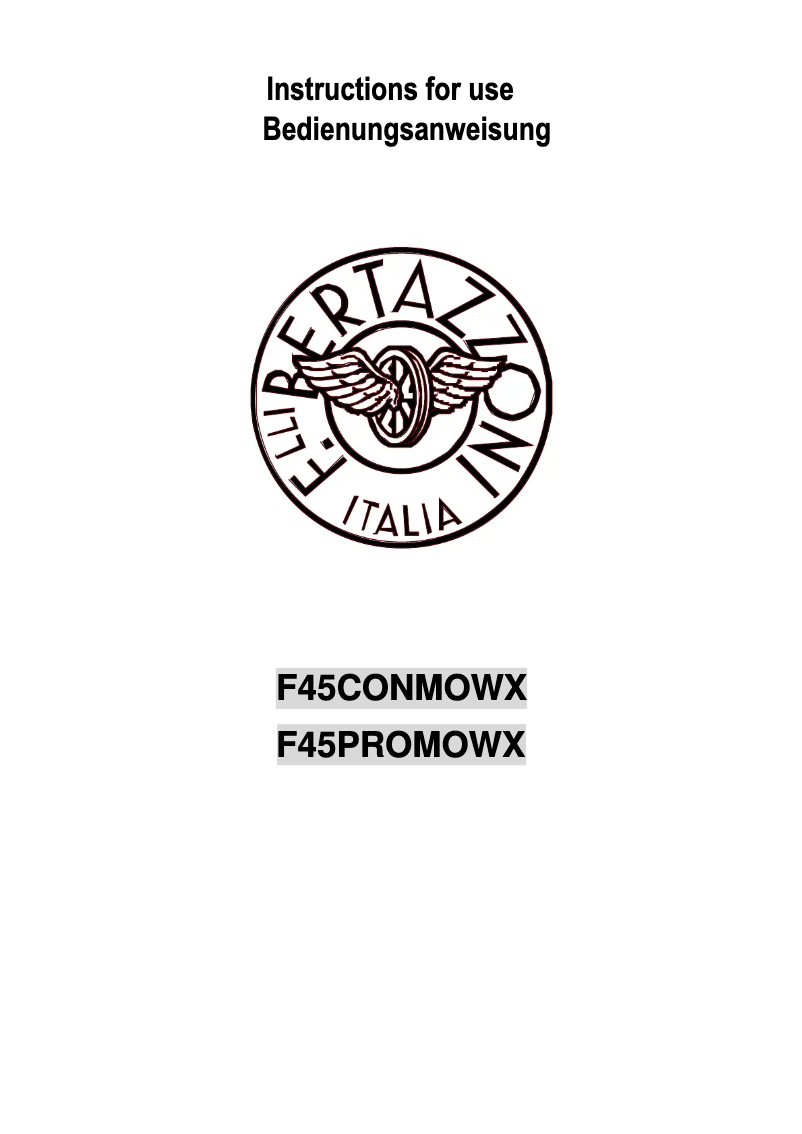 Image de la première page du manuel de l'appareil F45 CON MOW X