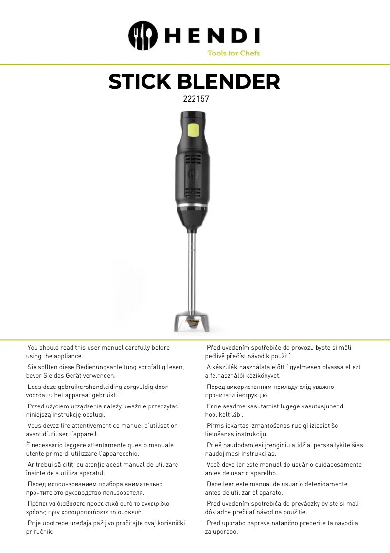 Page n°1 - Manuel utilisateur Hendi 222157