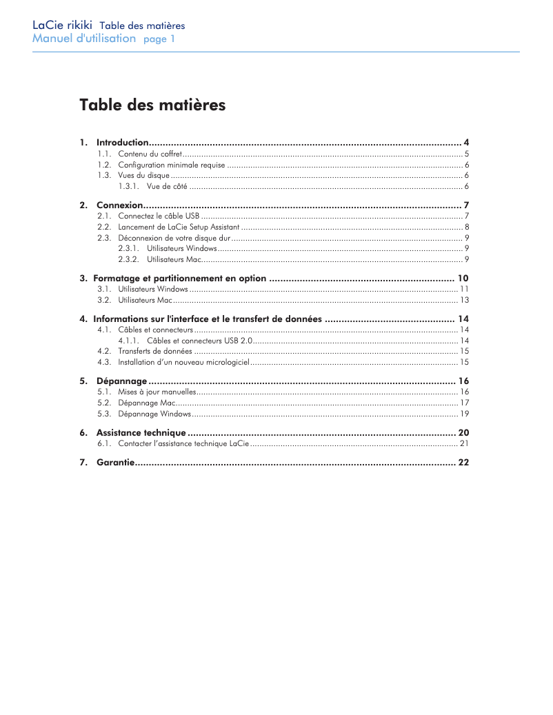 Page n°1 - Manuel utilisateur LaCie Rikiki