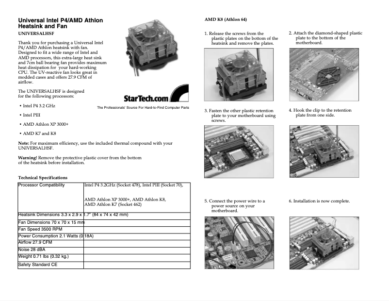 Page 1 de la notice Manuel utilisateur StarTech.com UNIVERSALHSF