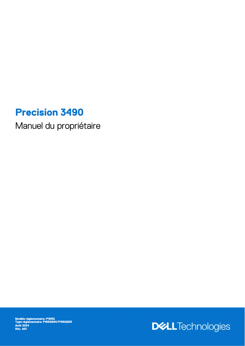 Page 1 de la notice Manuel utilisateur Dell Precision 3490