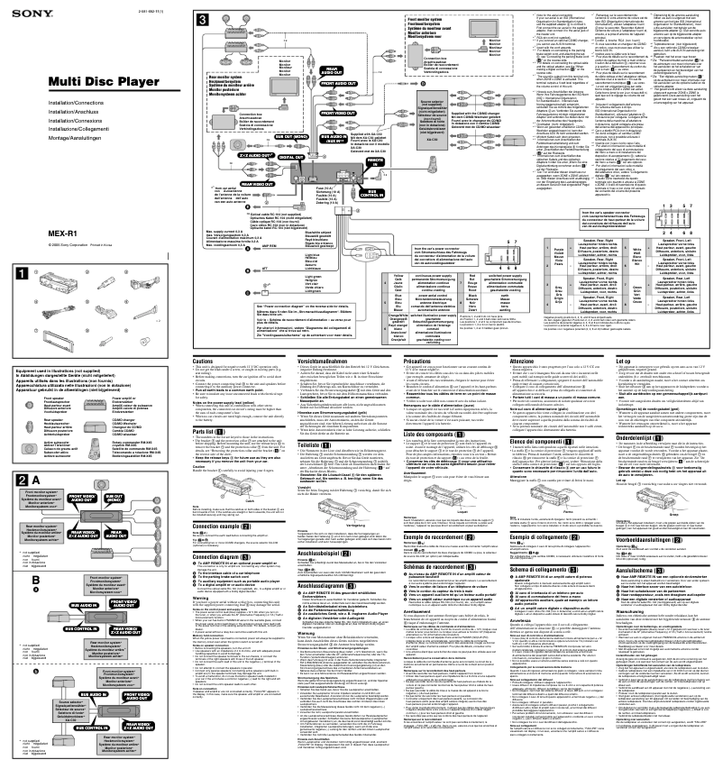 Page 1 de la notice Guide d'installation Sony MEX-R1
