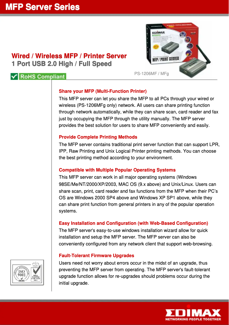 Page n°1 - Fiche technique Edimax PS-1206MFg