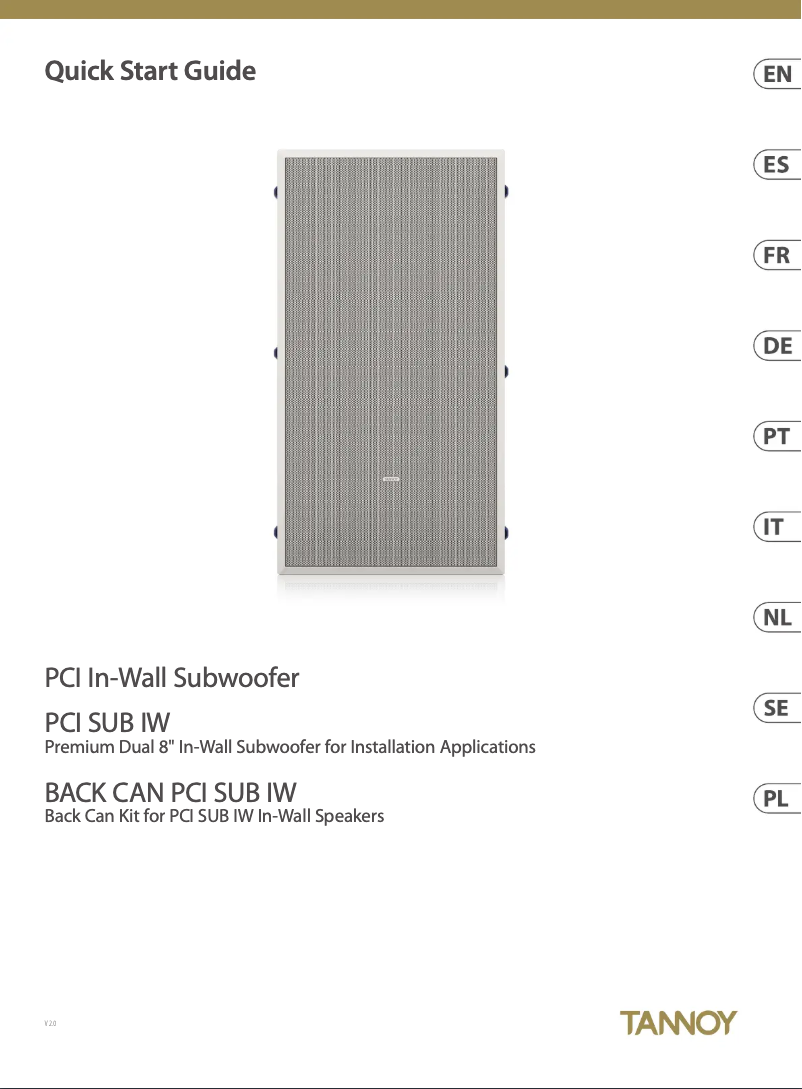 Page n°1 - Manuel utilisateur Tannoy PCI SUB IW WITH BACK CAN