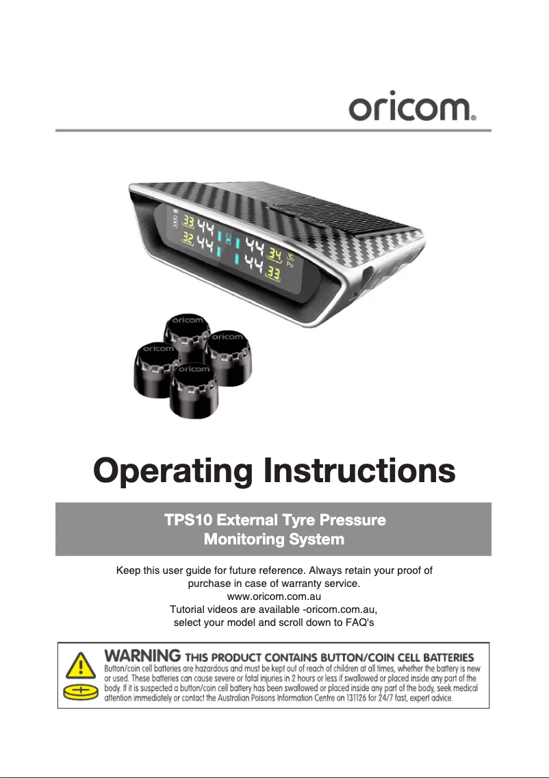 Page 1 de la notice Manuel utilisateur Oricom TPS10-4E