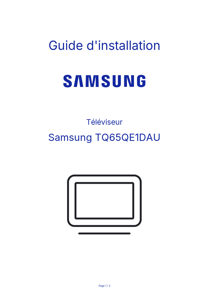 Page n°1 - Guide d'installation Samsung TQ65QE1DAU