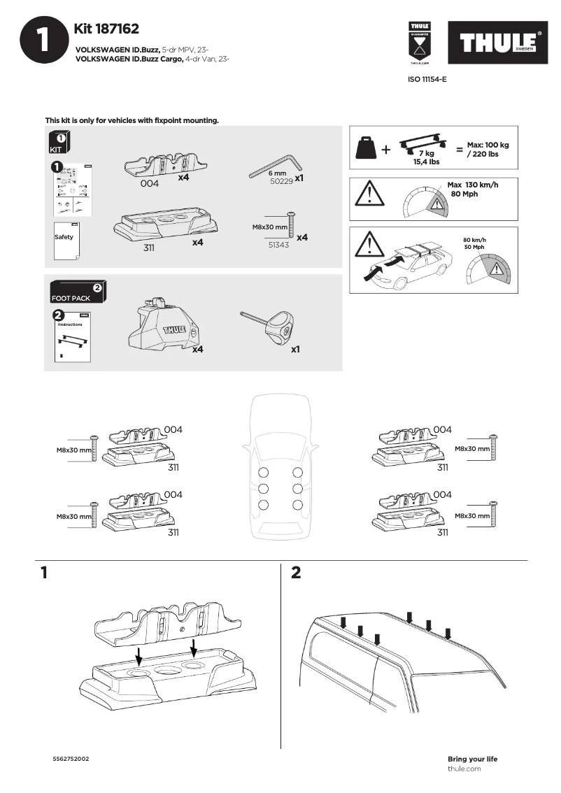 Page n°1 - Manuel utilisateur Thule Kit 187162