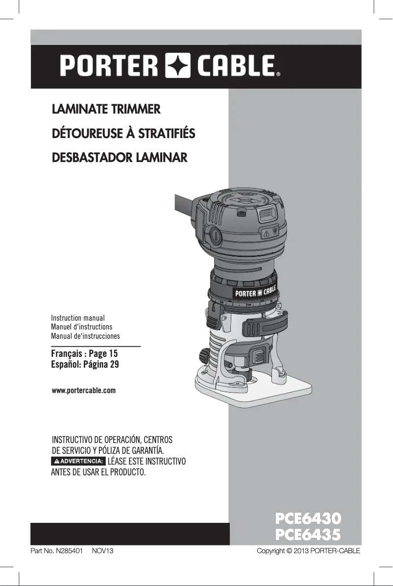 Page n°1 - Manuel utilisateur Porter-Cable PCE6435