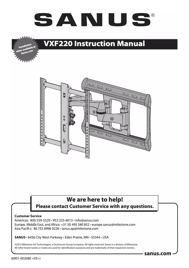 Page n°1 - Manuel utilisateur Sanus VXF220