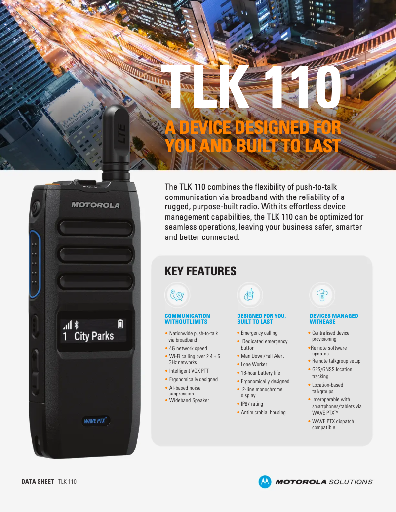 Image de la première page du manuel de l'appareil WAVE PTX TLK 110