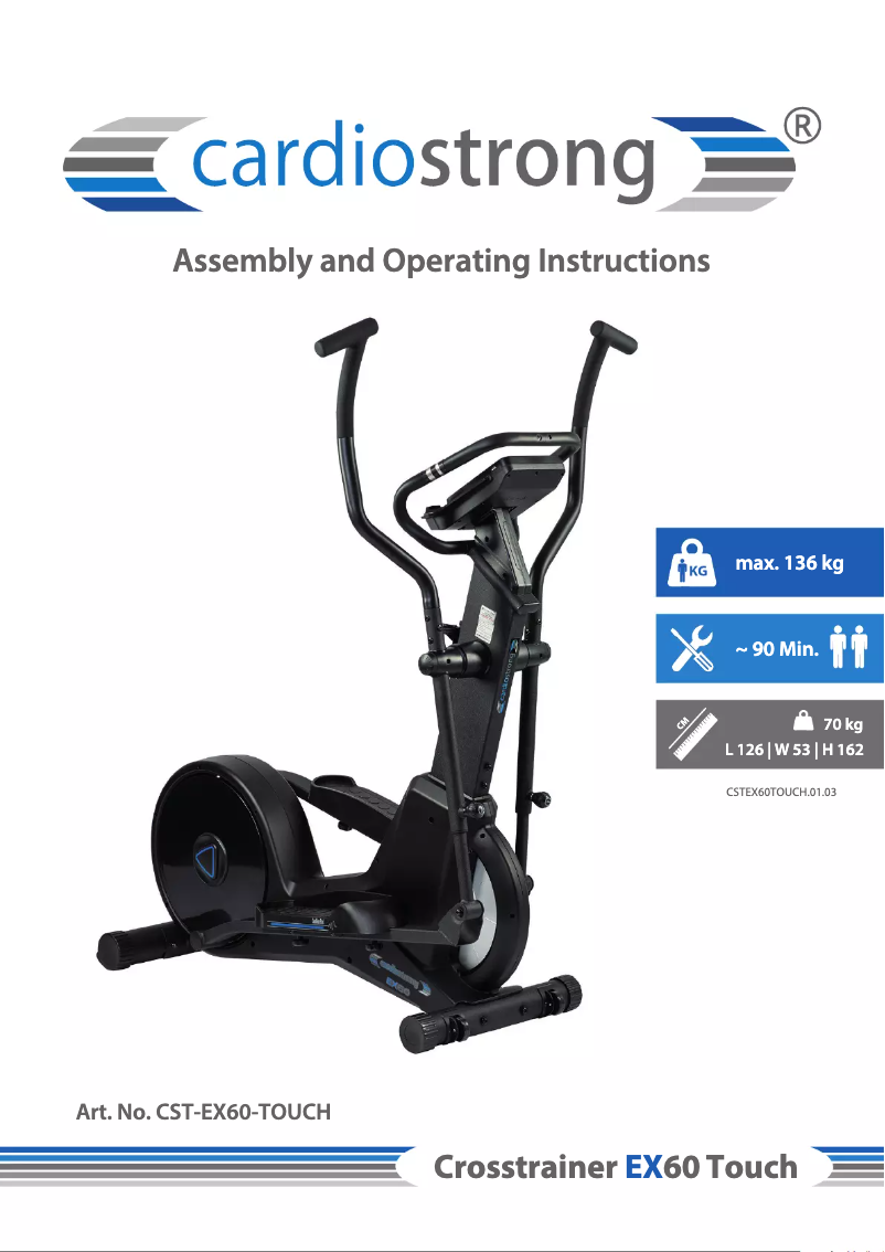 Page 1 de la notice Manuel utilisateur Cardiostrong EX60 Touch