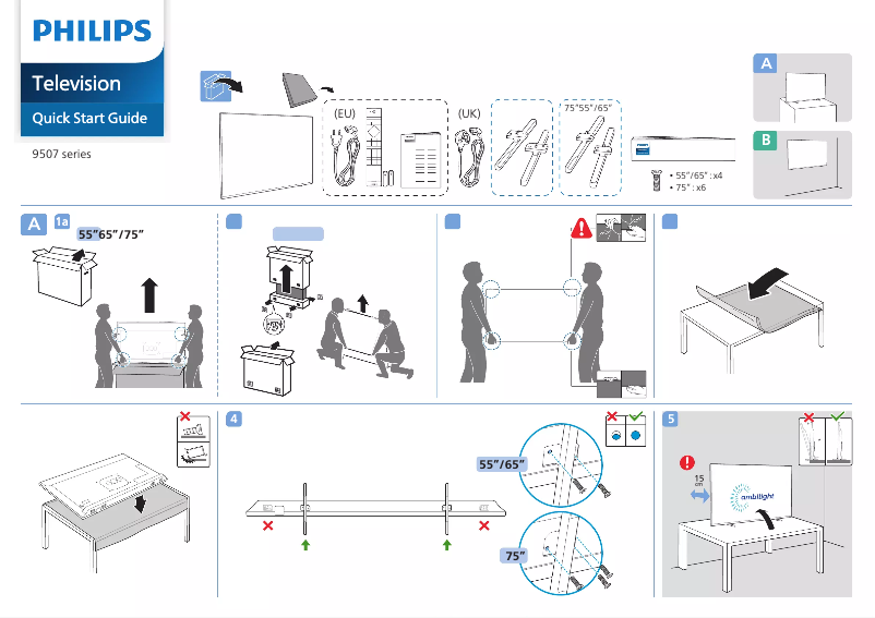 Page 1 de la notice Guide de démarrage rapide Philips 55PML9507