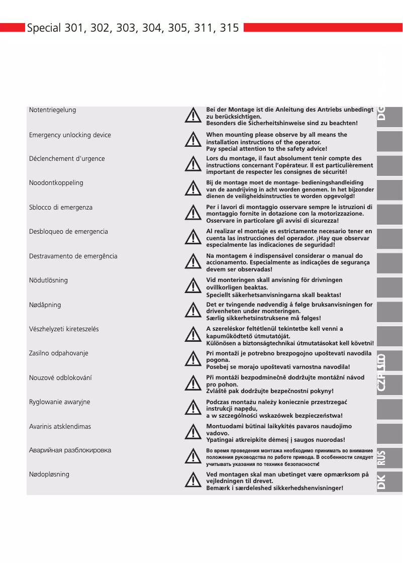 Page n°1 - Manuel utilisateur Marantec Special 302