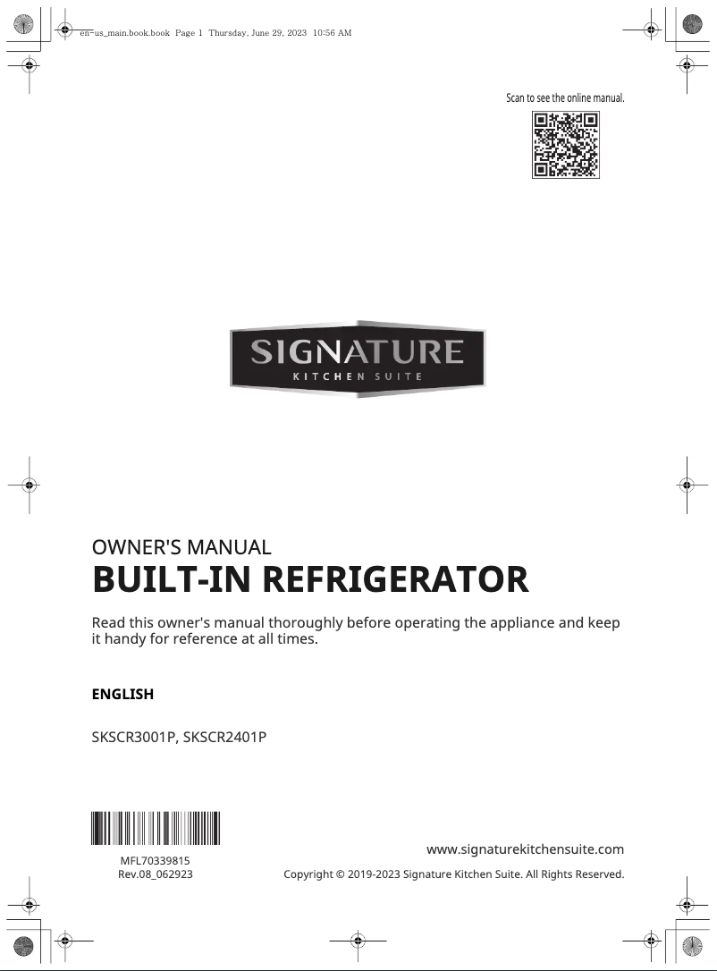 Image de la première page du manuel de l'appareil SKSCR2401P