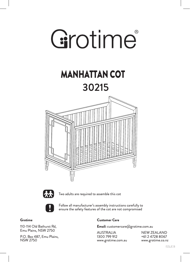 Página 1 del manual Manual de usuario Grotime Manhattan Cot