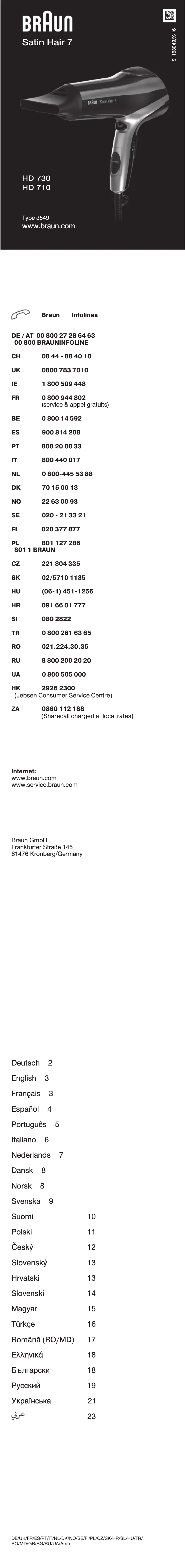 Image de la première page du manuel de l'appareil Satin Hair 7 HD 730