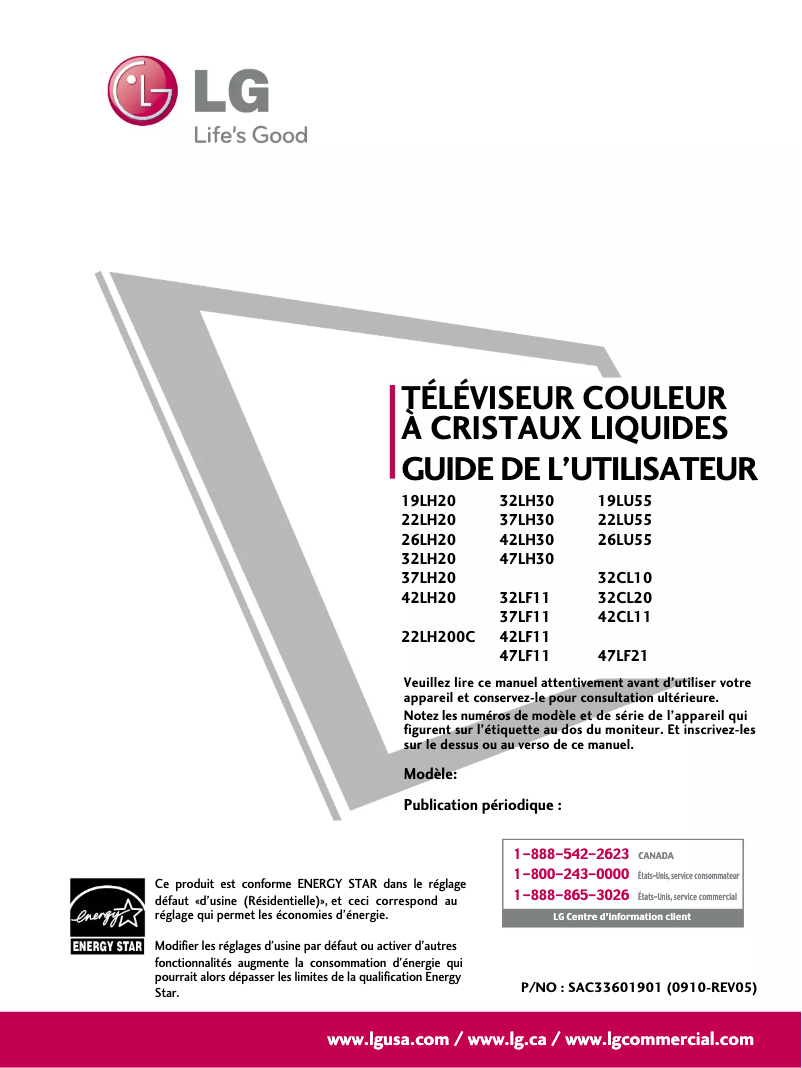 Image de la première page du manuel de l'appareil 42LF11