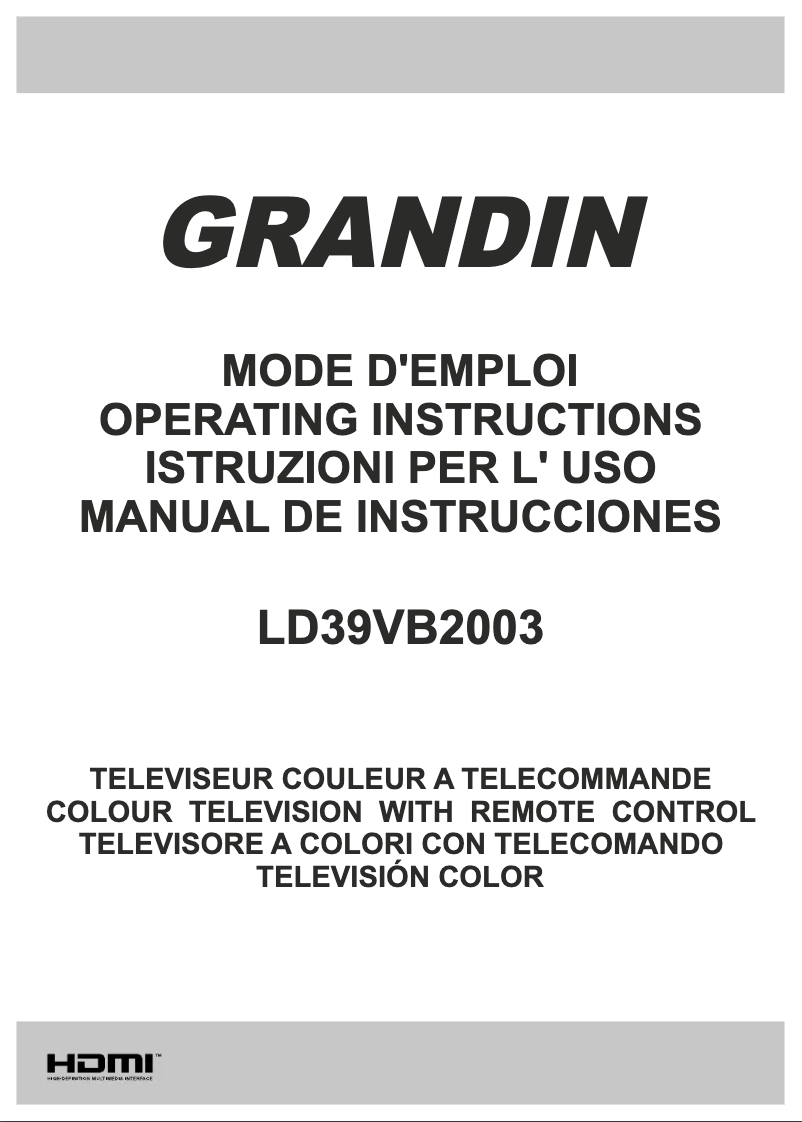 Page 1 de la notice Manuel utilisateur Grandin LD39VB2003
